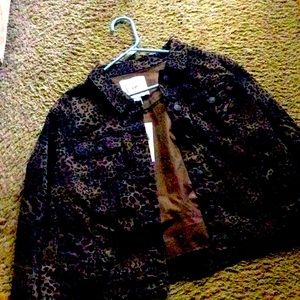 Nine West Jeans Leopard Print Jean Jacket